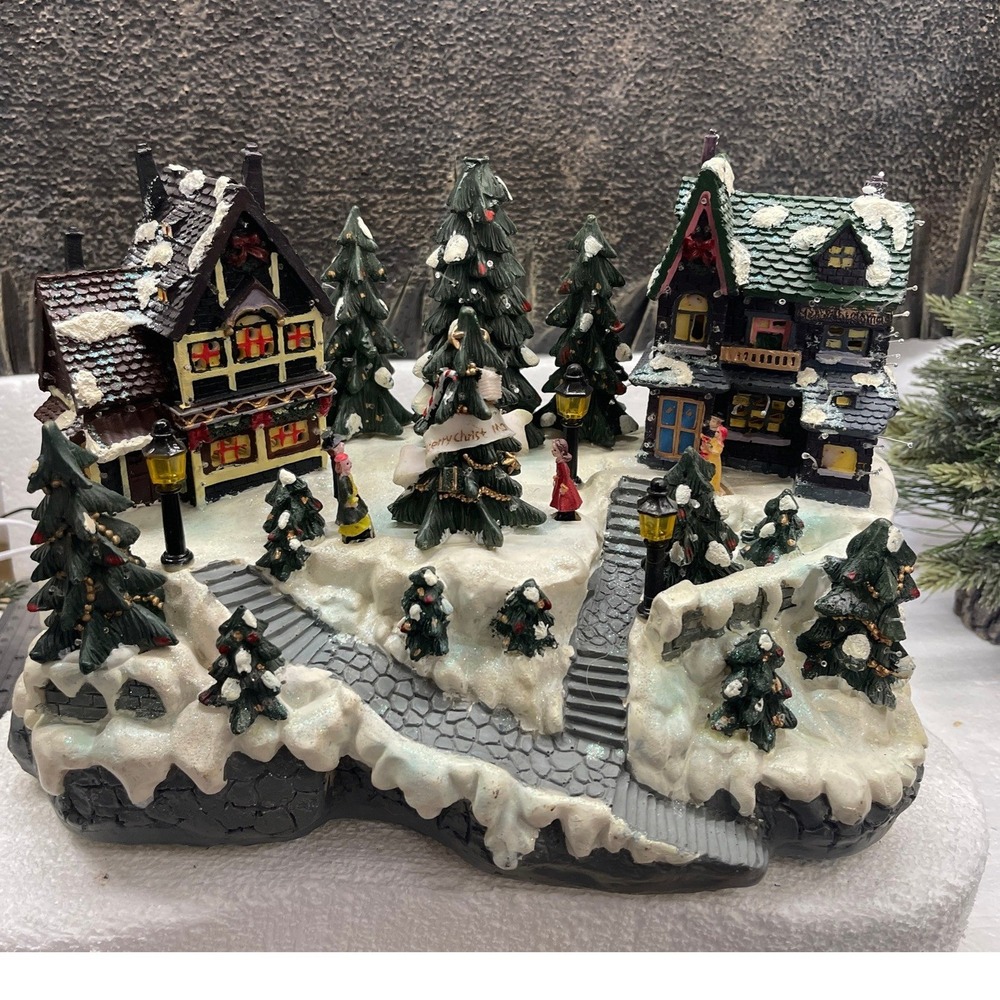 Fiber-Optic Animated Christmas Village Scene Lighted Winter PARTS OR REPAIR